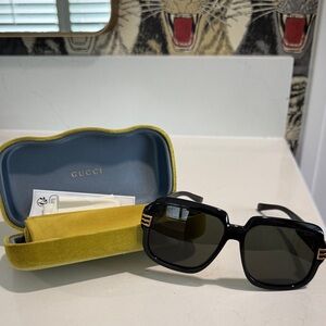 Gucci Black and Gold Sunglasses